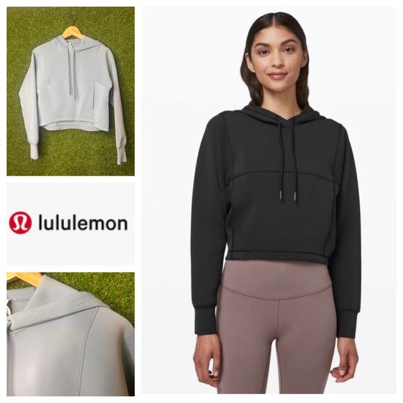 lululemon athletica Tops - Lululemon Challenge Round Hoodie Rhino Gray Athleisure Pullover Cropped Size 2